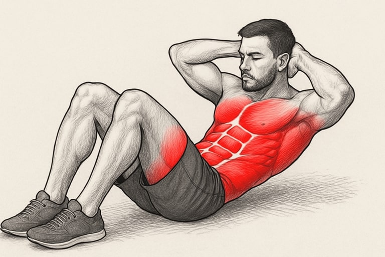 حرکت کرانچ برای ساخت شکم شش تکه