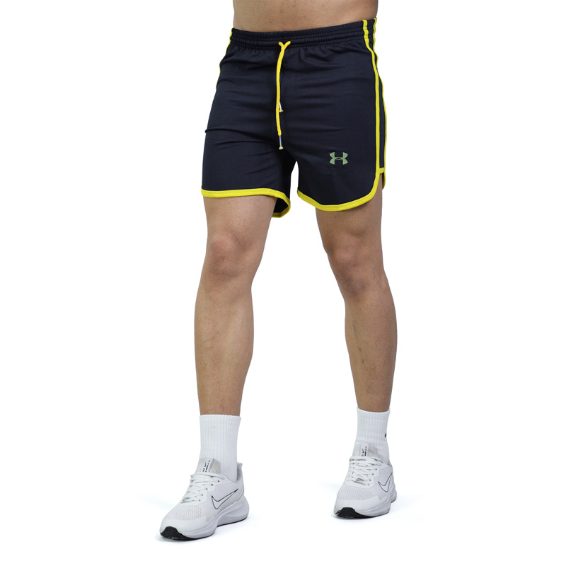 شلوارک ورزشی مردانه UNDER ARMOUR سرمه ای DS خط زرد