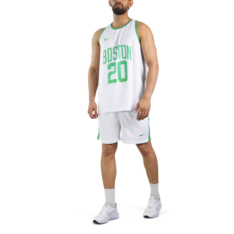 ‫‫ست رکابی و شلوارک ورزشی مردانه بوستون سلتیکس مدل BOSTON 20 سفید