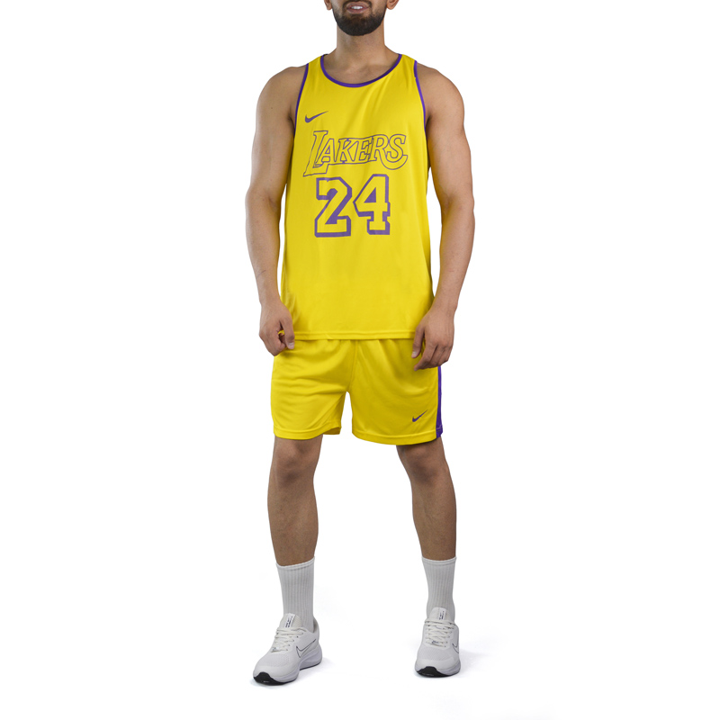 ‫‫‫‫‫ست رکابی و شلوارک ورزشی مردانه لیکرز مدل PY-Nike 24 زرد
