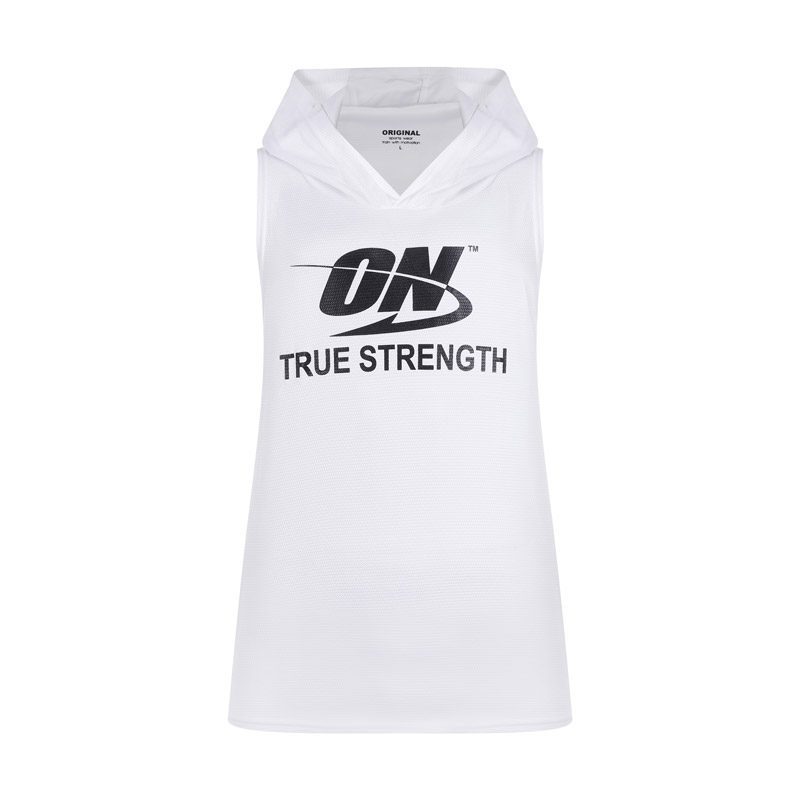 رکابی کلاهدار ورزشی مردانه اوپتیموم نوتریشن مدل PY-True Strength سفید