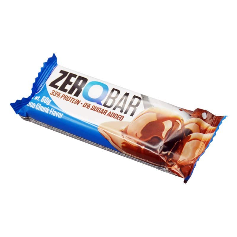 شکلات پروتئین بار کوامترکس مدل ZERO BAR تیکه شکلاتی 60گرمی سه رخ