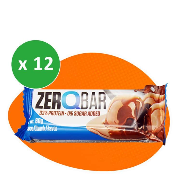 شکلات پروتئین بار کوامترکس مدل ZERO BAR تیکه شکلاتی 60 گرمی بسته 12 عددی