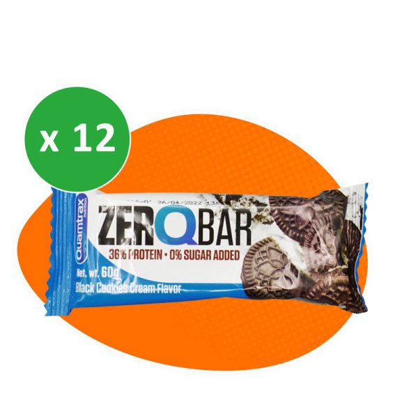شکلات پروتئین بار کوامترکس مدل ZERO BAR کوکی‌کرم دار 60 گرمی بسته 12 عددی