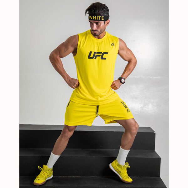 ست رکابی و شلوارک ورزشی مردانه ریباک مدل DS-UFC 3080 زرد لایف استایل
