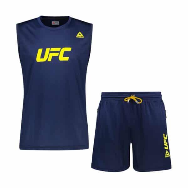 ست رکابی و شلوارک ورزشی مردانه ریباک مدل DS-UFC 3080 سرمه ای زرد