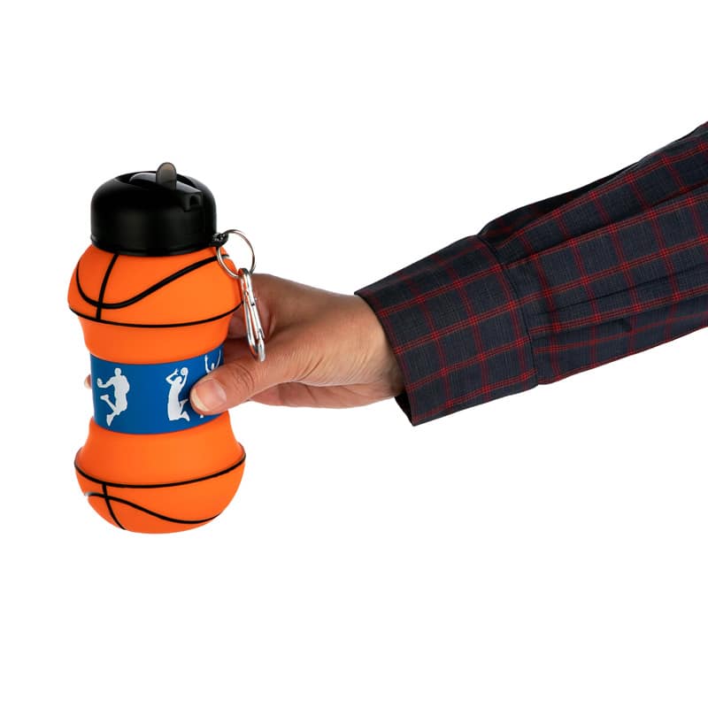 قمقمه سیلیکونی طرح توپ بسکتبال مدل تاشو 550 ظرفیت میلی لیتر لایف استایل