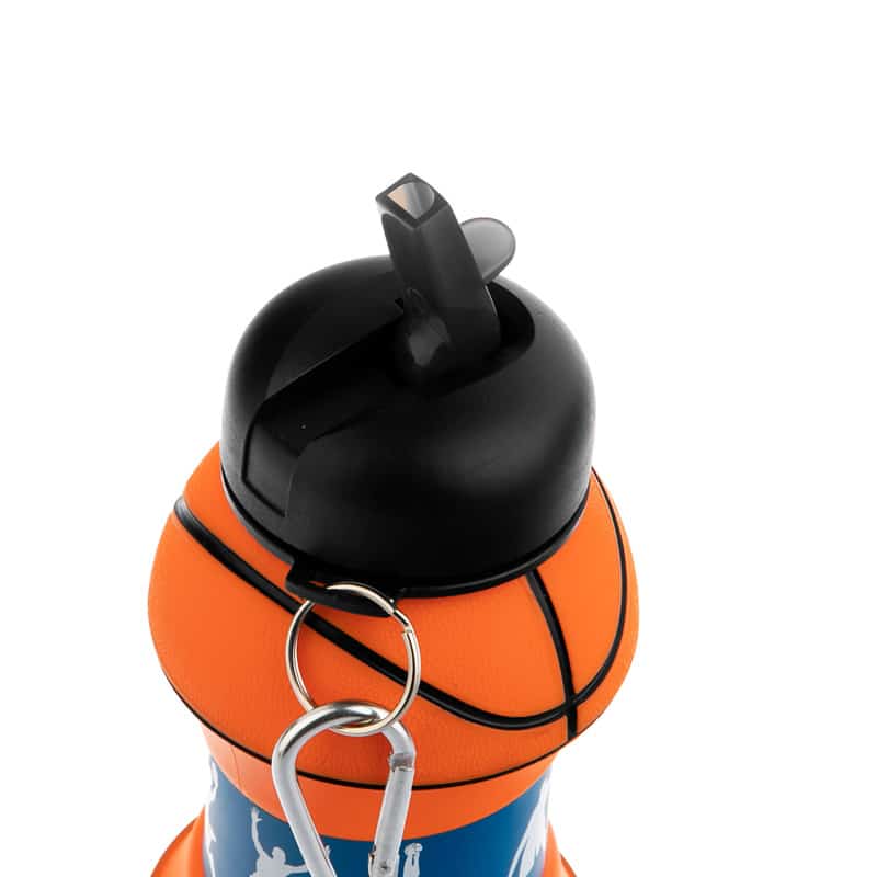 قمقمه سیلیکونی طرح توپ بسکتبال مدل تاشو 550 ظرفیت میلی لیتر بالا