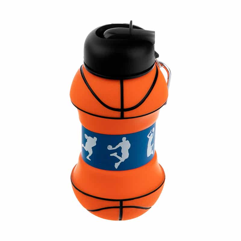 قمقمه سیلیکونی طرح توپ بسکتبال مدل تاشو 550 ظرفیت میلی لیتر سه رخ