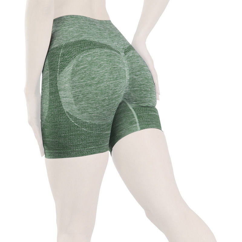 شلوارک سیملس ورزشی زنانه مدل پشت چین دار HMT-1J520 سبز آبی