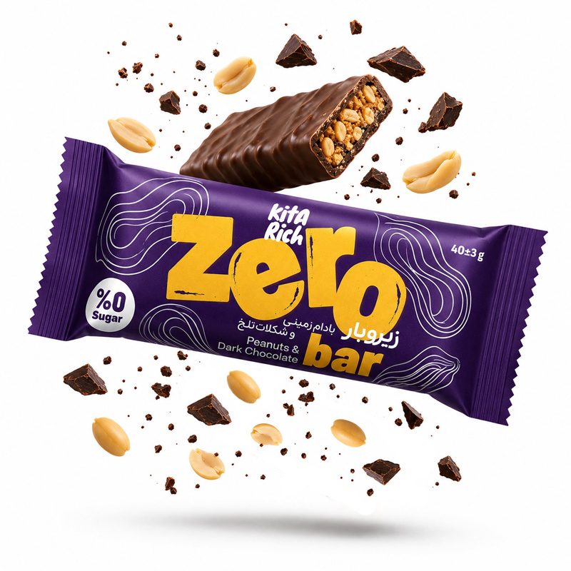 زیرو بار کیتاریچ بادام زمینی با روکش شکلات تلخ 40 گرمی