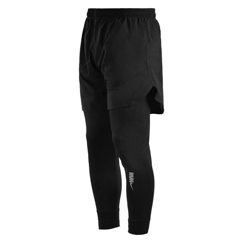 شلوارک و لگ سرهمی مردانه نایک مدل GMS-Run 1M850 مشکی سه رخ