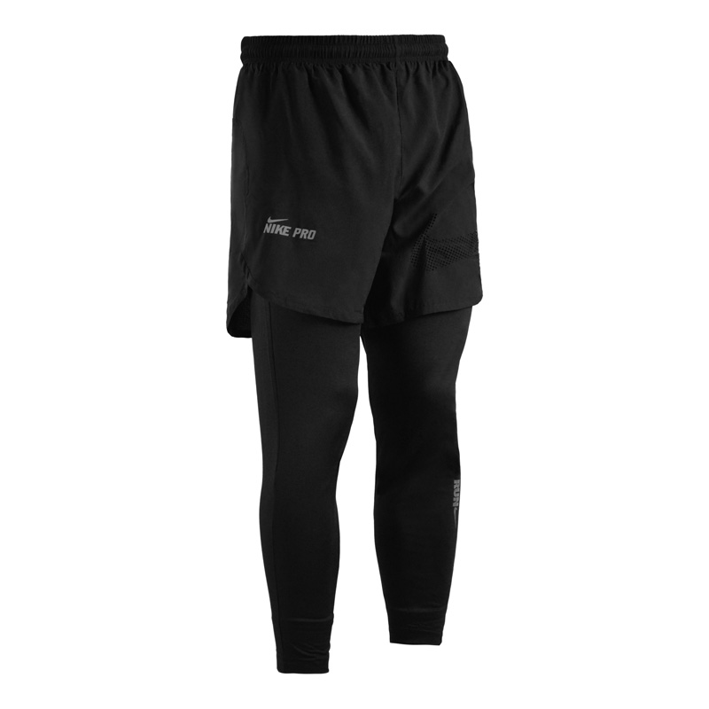 شلوارک و لگ سرهمی مردانه نایک مدل GMS-Run 1M850 مشکی