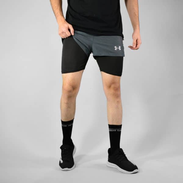 شلوارک کشاله دار ورزشی مردانه آندر آرمور مدل Rock-9014 طوسی لایف استایل