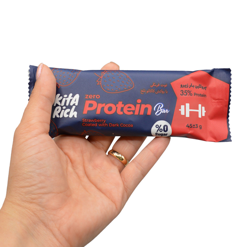 شکلات پروتئین بار زیرو کیتاریچ توت فرنگی با روکش کاکائو تلخ 45 گرمی لایف شکلات پروتئین بار زیرو کیتاریچ توت فرنگی با روکش کاکائو تلخ 45 گرمی لایف