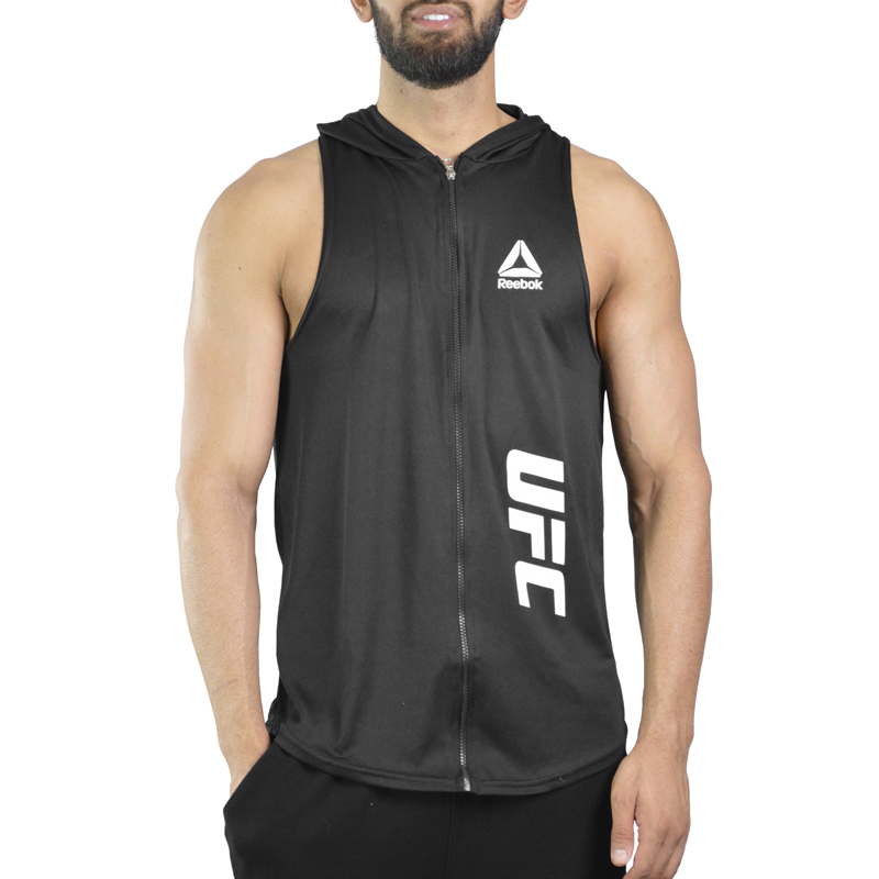 رکابی کلاهدار ورزشی مردانه ریباک مدل PY UFC-2A0601 زیپ دار مشکی