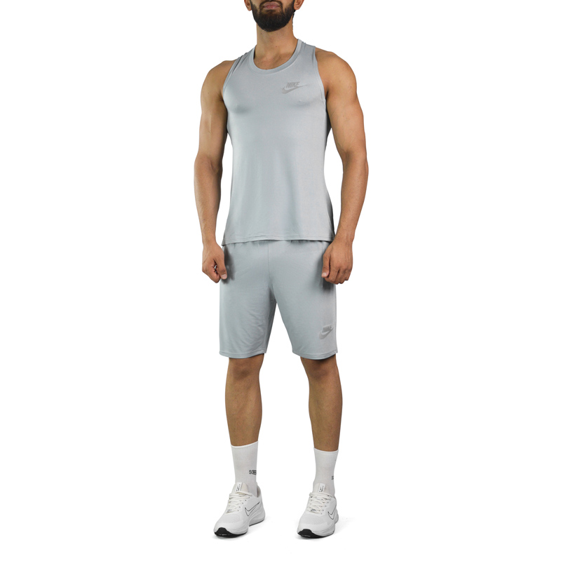 ست رکابی و شلوارک مردانه نایک Mub-1040 طوسی روشن