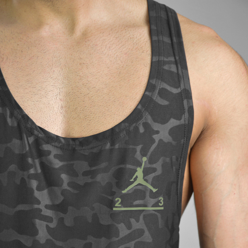 ست رکابی و شلوارک ورزشی مردانه جردن مدل Mub-1074 چریکی مشکی جزییات ست رکابی و شلوارک ورزشی مردانه جردن مدل Mub-1074 چریکی مشکی جزییات