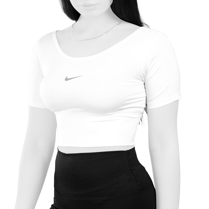 نیم تنه آستین کوتاه ورزشی زنانه نایک مدل KRS-DRI FIT-2B2151 سفید