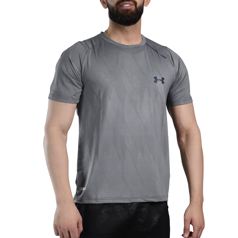 تیشرت ورزشی مردانه آندر آرمور مدل Heat Gear-1526 طوسی روشن