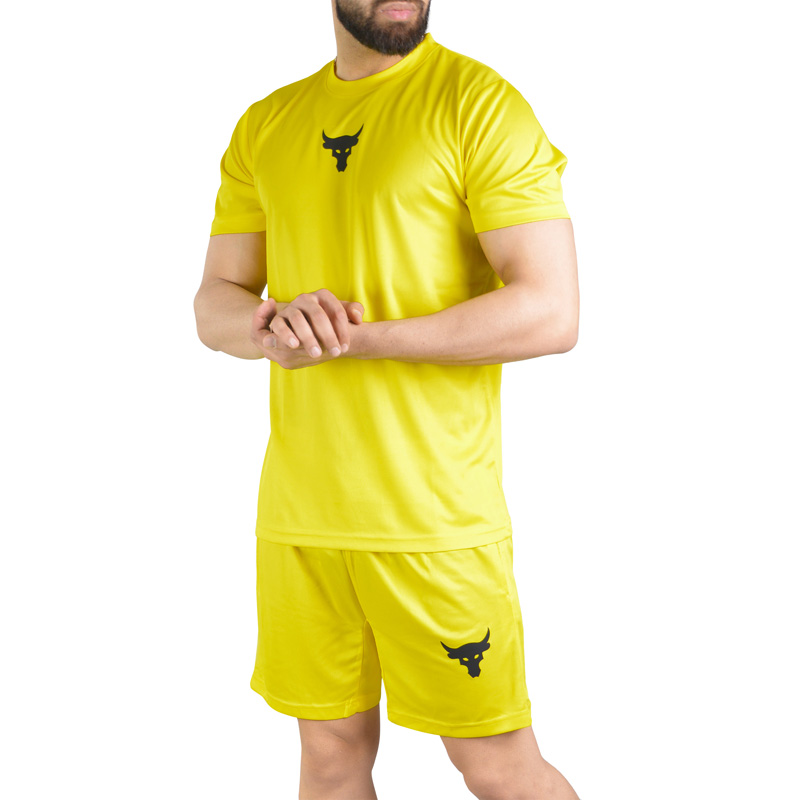 ست تیشرت و شلوارک ورزشی مردانه آندر آرمور مدل DS-Rock-2B2026 زرد