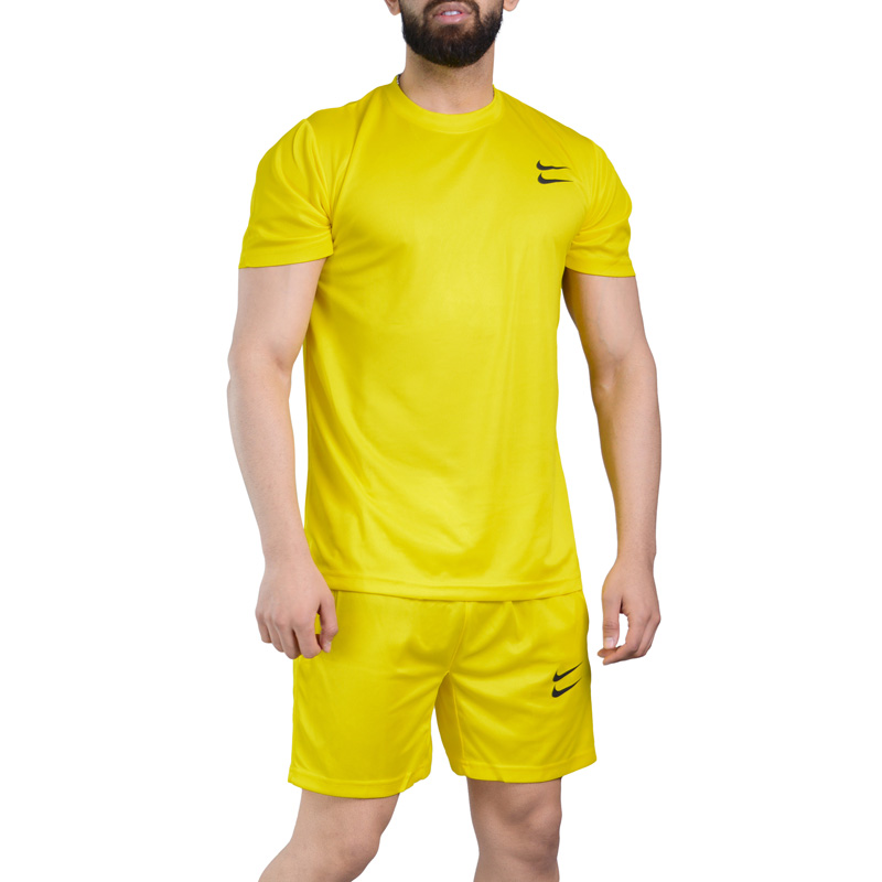 ست تیشرت و شلوارک ورزشی مردانه نایک مدل DS-2B2031 زرد