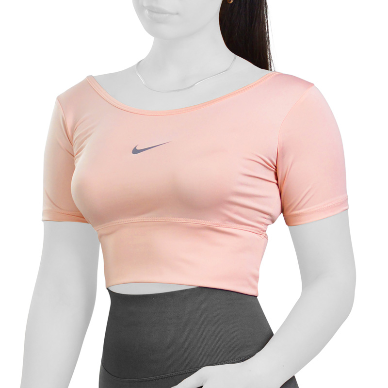نیم تنه آستین کوتاه ورزشی زنانه نایک مدل KRS-DRI FIT-2B2151 صورتی