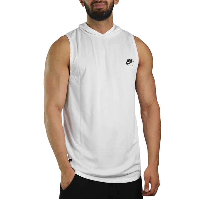 رکابی کلاهدار ورزشی مردانه نایک مدل VHD-DRI FIT-3E782 سفید