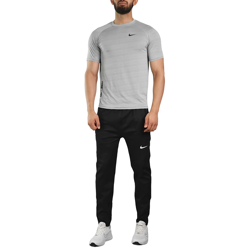 ست تیشرت و شلوار مردانه نایک مدل TKS-Pro-3E772 طوسی