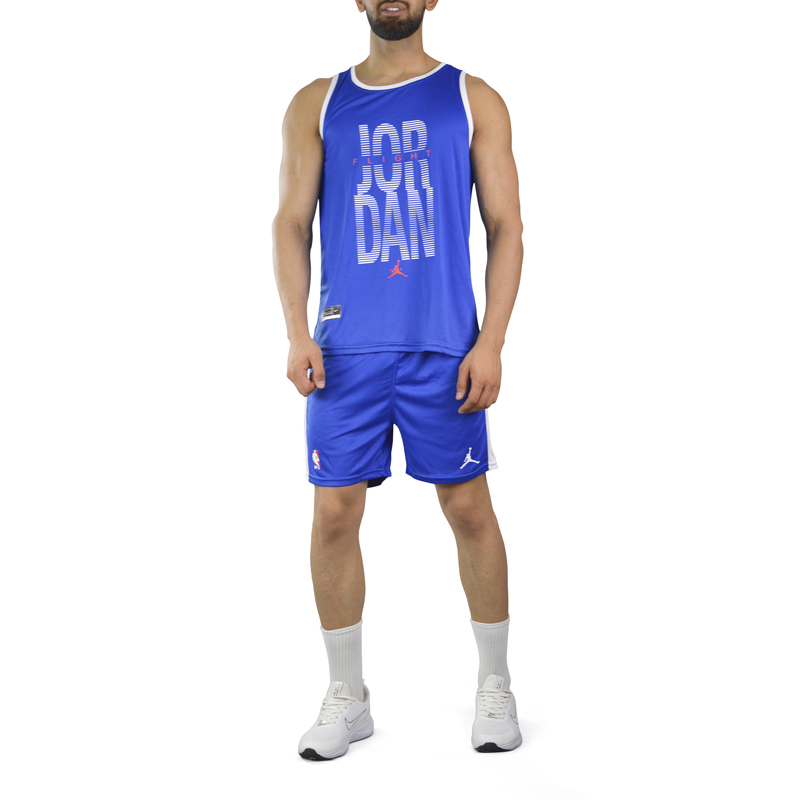 ست رکابی و شلوارک ورزشی مردانه جردن مدل PY-NBA-3D522 آبی