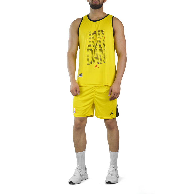 ست رکابی و شلوارک ورزشی مردانه جردن مدل PY-NBA-3D522 زرد