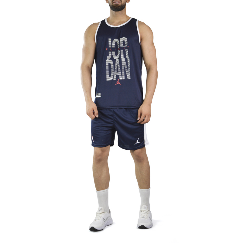 ست رکابی و شلوارک ورزشی مردانه جردن مدل PY-NBA-3D522 سرمه ای