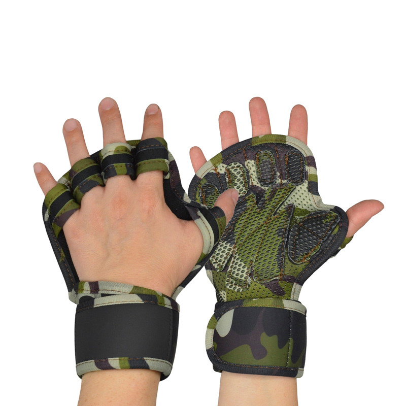 دستکش و محافظ کف دست بدنسازی مدل 403D840 چریکی سبز