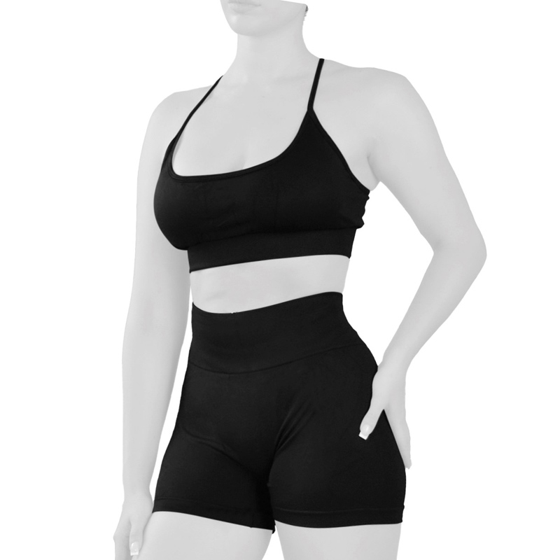 ست نیم تنه و کشاله بند سیملس ورزشی زنانه مدل 9197 مشکی