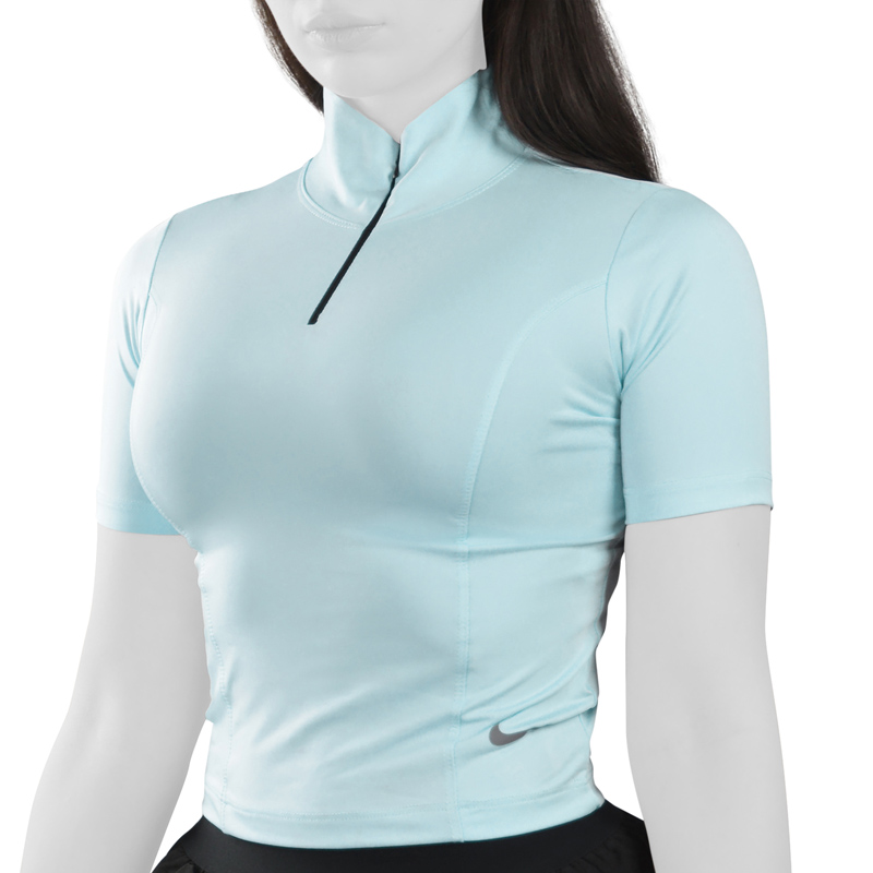 استرج آستین کوتاه نیم زیپ ورزشی زنانه نایک مدل Dri Fit-IM475 آبی روشن