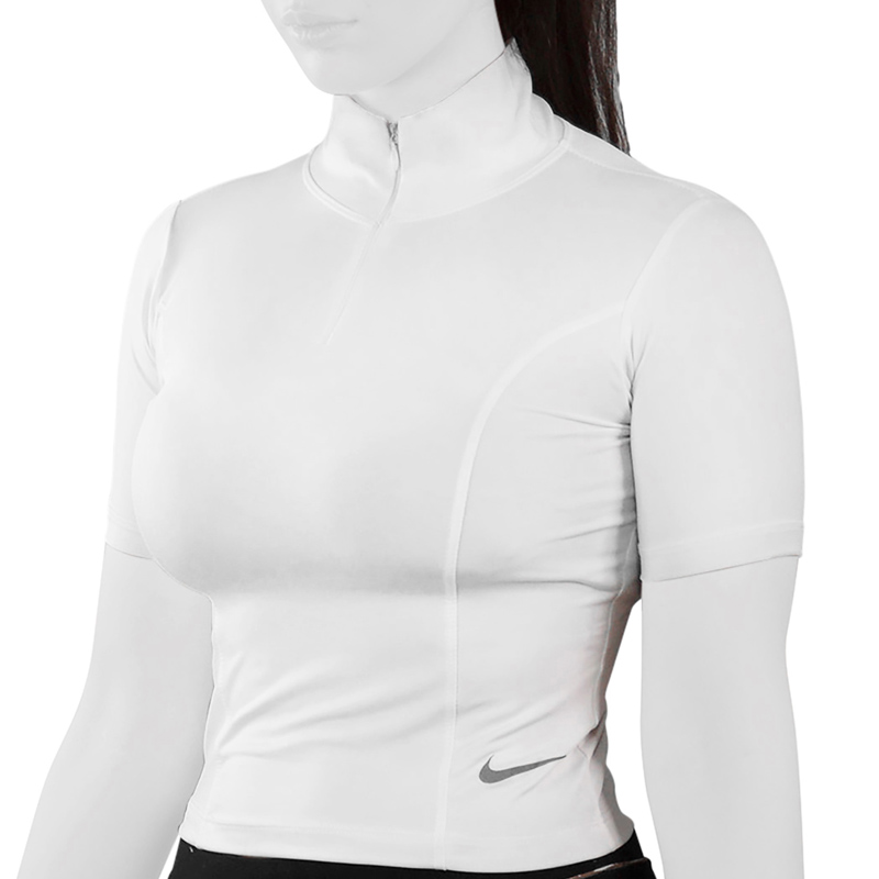 استرج آستین کوتاه نیم زیپ ورزشی زنانه نایک مدل Dri Fit-IM475 سفید