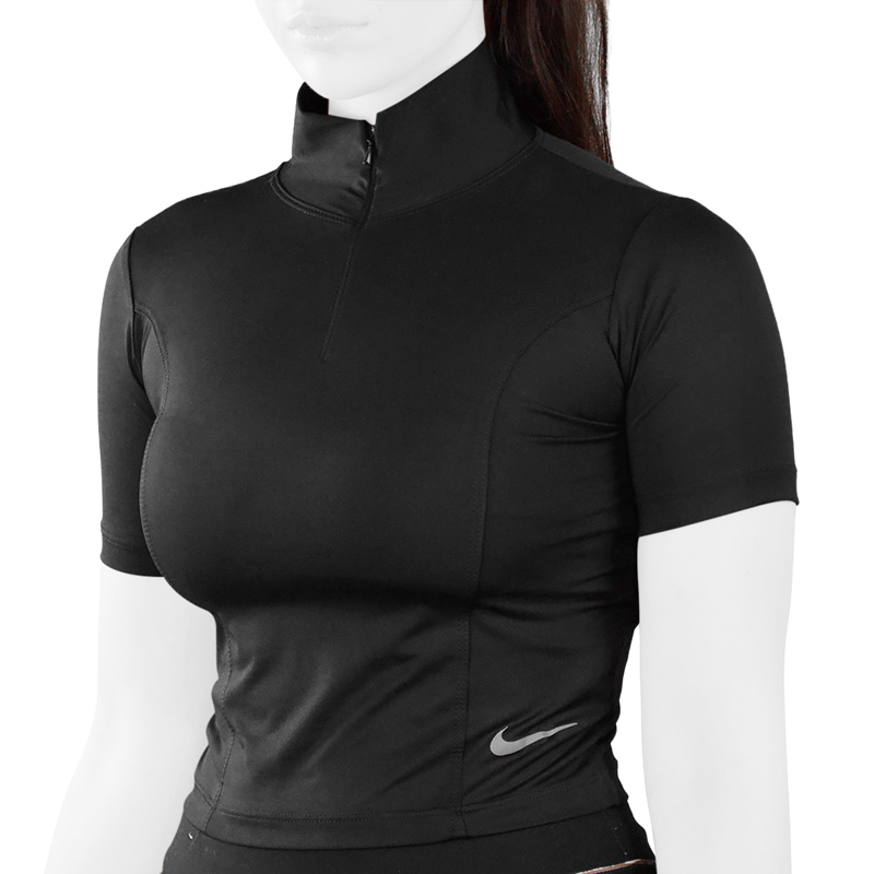 استرج آستین کوتاه نیم زیپ ورزشی زنانه نایک مدل Dri Fit-IM475 مشکی