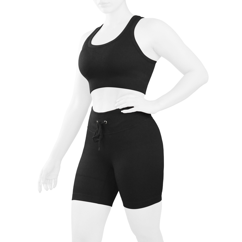 ست نیم تنه و کشاله بند ورزشی زنانه مدل YJ077 مشکی