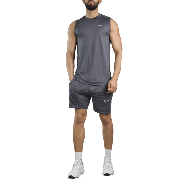 ست رکابی و شلوارک ورزشی مردانه نایک مدل DS-3G1047 طوسی