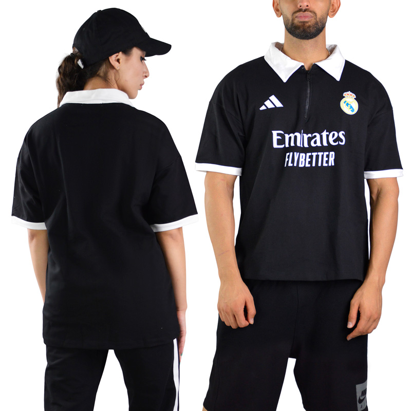 پولوشرت نیم زیپ اسپرت رئال مادرید مدل CMP-Adidas -3E827 مشکی