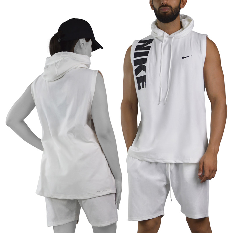 ست رکابی کلاهدار و شلوارک اسپرت نایک مدل HS-3G1057 سفید