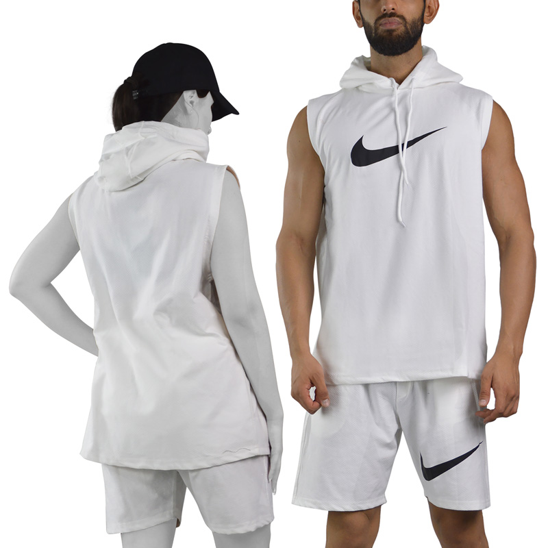 ست رکابی کلاهدار و شلوارک اسپرت نایک مدل HS-3G1062 سفید