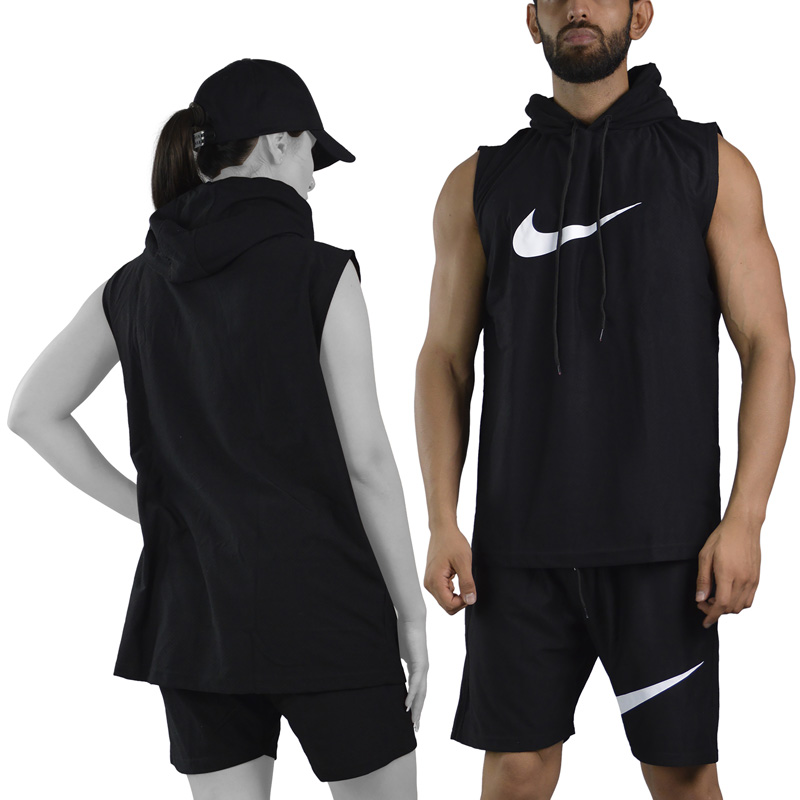 ست رکابی کلاهدار و شلوارک اسپرت نایک مدل HS-3G1062 مشکی