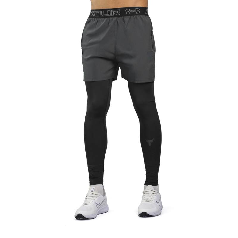 شلوارک و لگ سرهمی ورزشی مردانه آندر آرمور مدل Heat Gear-187230 طوسی تیره