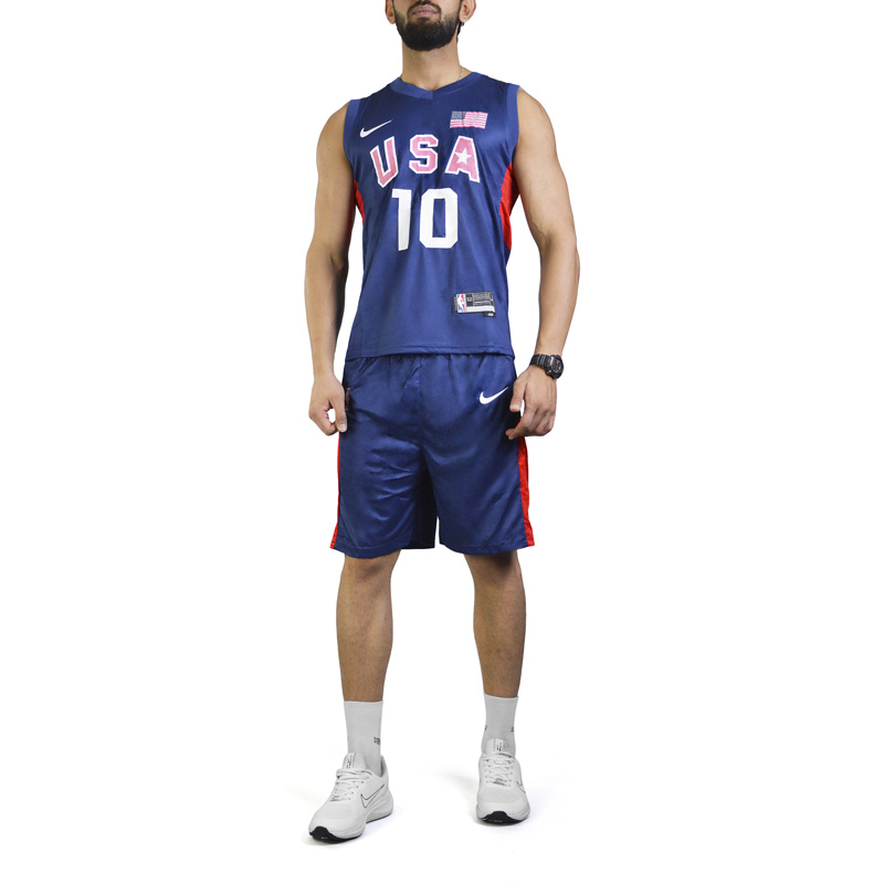 ست رکابی و شلوارک بسکتبالی مردانه نایک مدل  USA-DRI FIT-2533 آبی