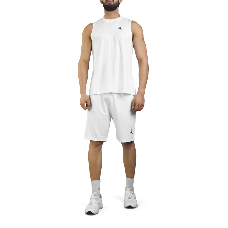 ست رکابی و شلوارک ورزشی مردانه جردن مدل Mub-1074 سفید