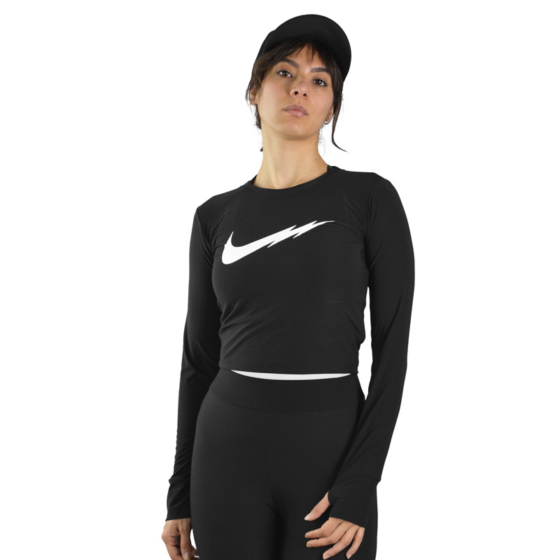 کراپ آستین بلند ورزشی زنانه نایک مدل VHD-3K1462 مشکی