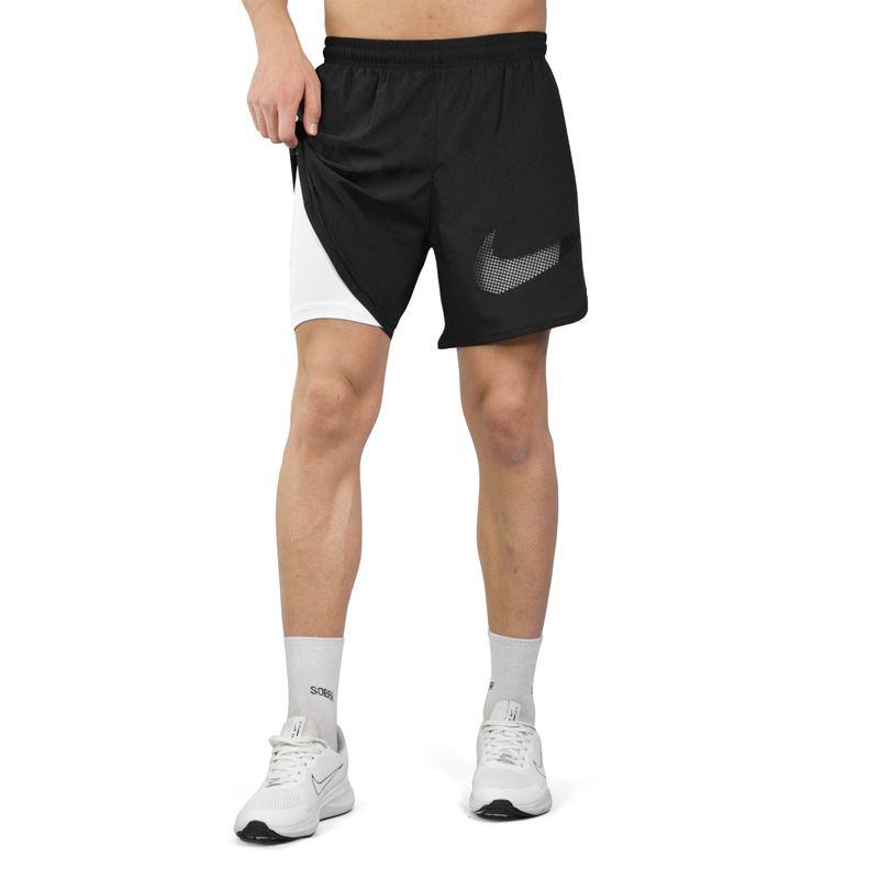 شلوارک کشاله دار ورزشی مردانه نایک مدل GMS-3G1352 مشکی سفید