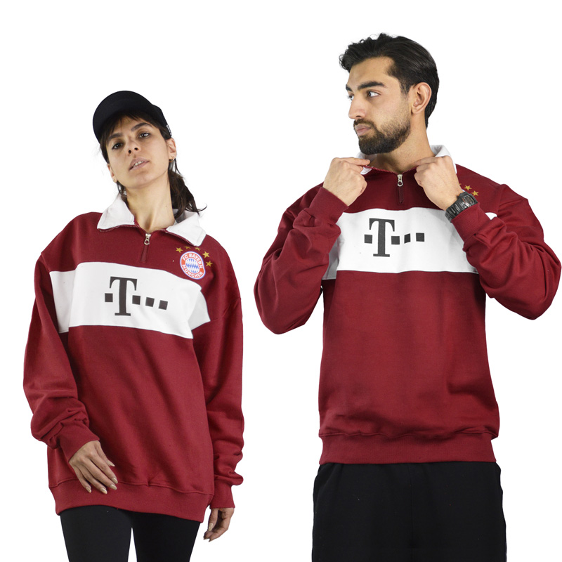 دورس نیم زیپ اسپرت بایرن مونیخ مدل Puma-ZRA-3L1667 زرشکی