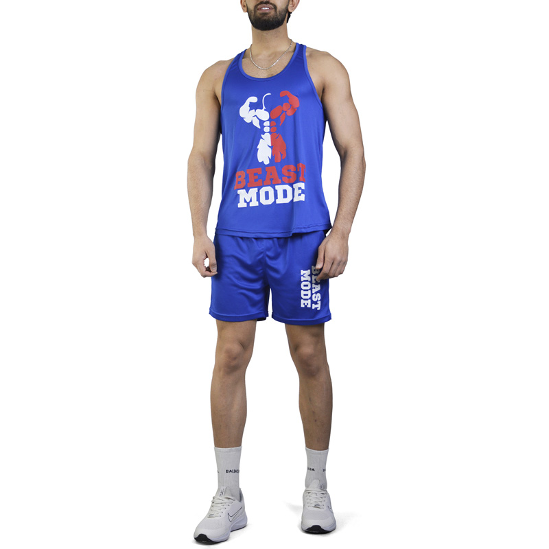 ست رکابی و شلوارک ورزشی بست مد مدل Py-2B202 آبی